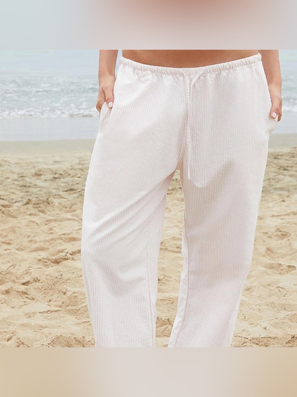 Brandy Melville John Galt Pink White Pants Beachy Vacation